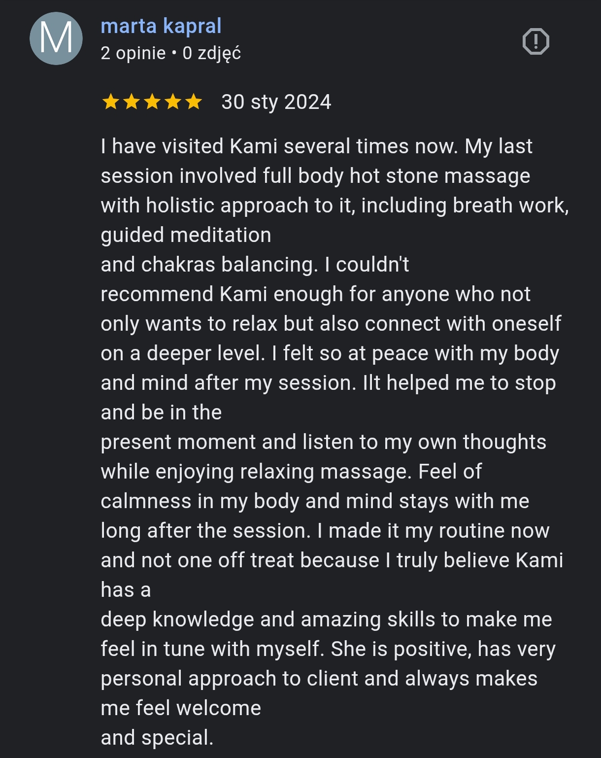 Marta Kapral — 5-star Google review